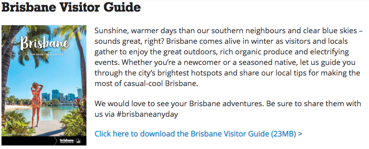 Brisbane Visitor Guide Cover