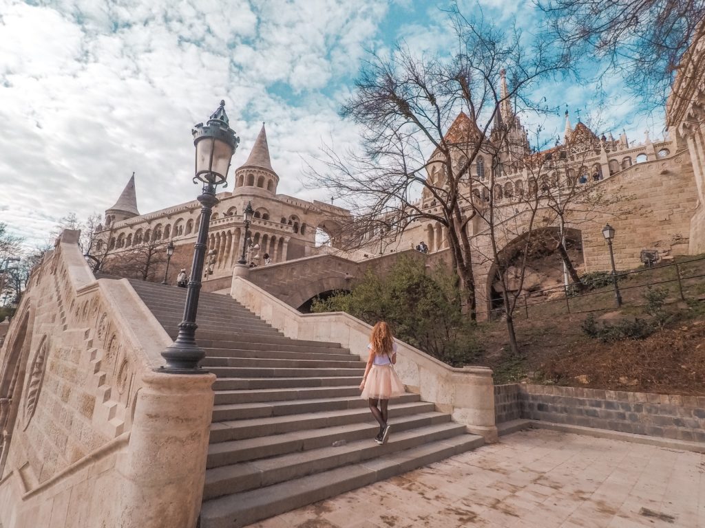 Eef Walking up stairs at Budapest Fishermans Bastion