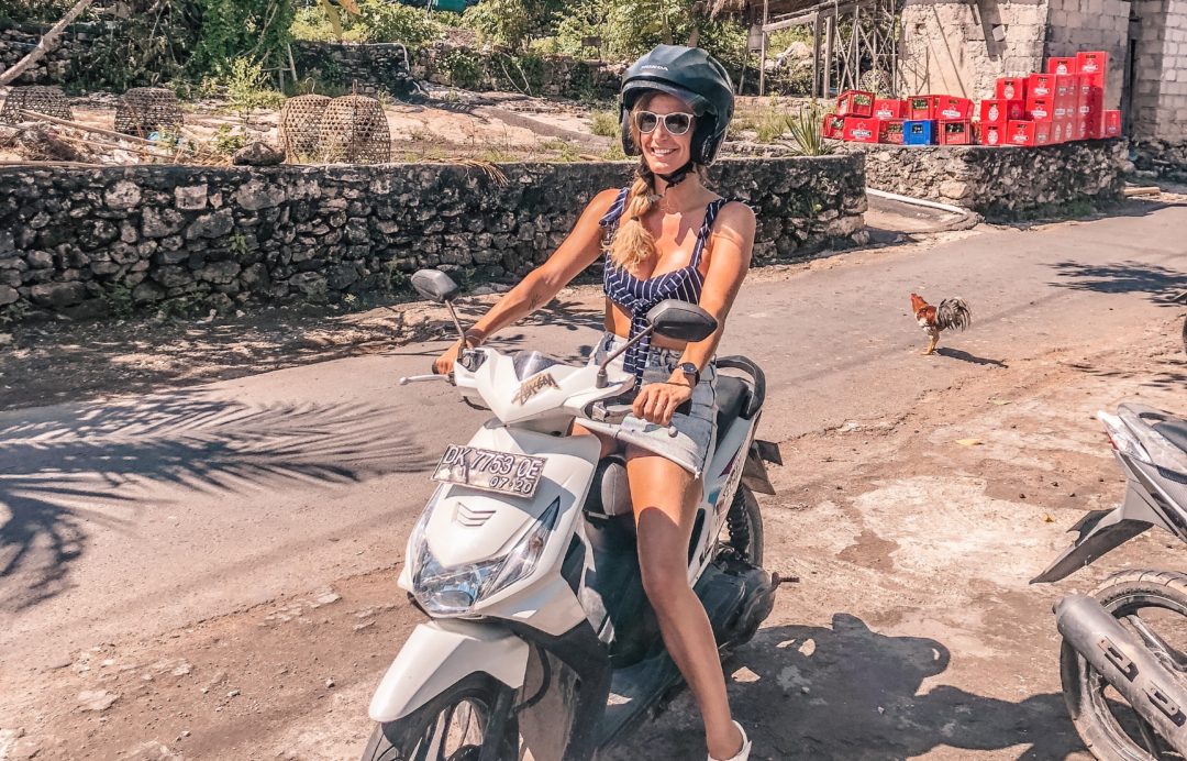 Eef on a motorbike in Bali